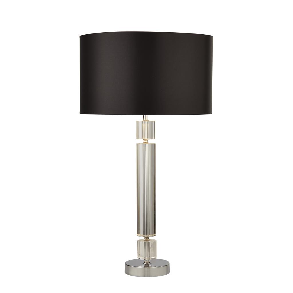 Kylie Table Lamp - Chrome,  Clear Glass & Black Shade