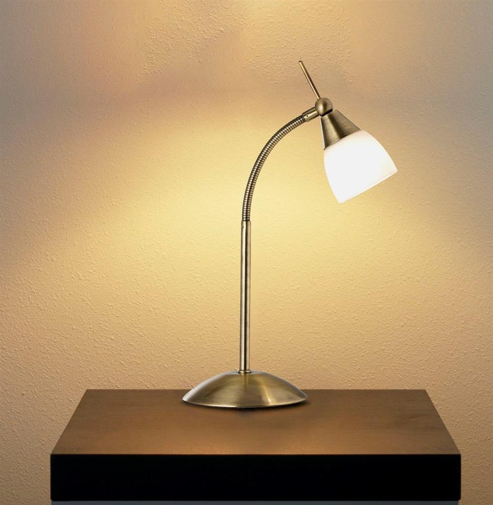 Touch Table Lamp- Antique Brass Base & Glass Shade