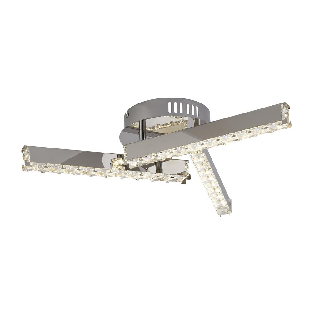 Astro 3 Arm Led Ceiling Light, Crystal Fitting