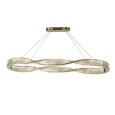 Lux & Belle LED OvalBar Pendant-SatinBrass Metal&Clear Cryst