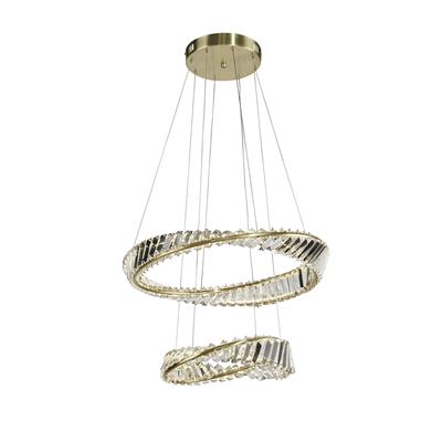 Lux & Belle LED 2 Tier Pendant-Satin Brass Metal&Clear Cryst