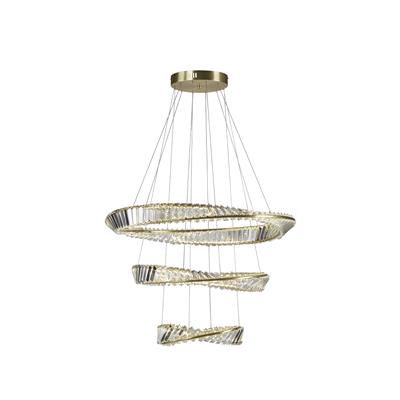 Lux & Belle LED 3 Tier Pendant-Satin Brass Metal&Clear Cryst