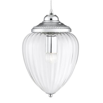 Moscow Ceiling Pendant - Chrome & Clear Ribbed Glass