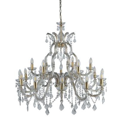 Marie Therese 18Lt Chandelier-Polished Brass & Clear Crystal