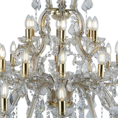 Marie Therese 30Lt Chandelier - 
Polished Brass & Crystal