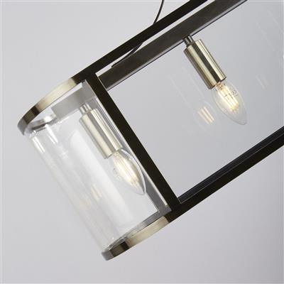 Lux & Belle 5Lt Pendant - Antique Brass Metal & Clear Glass
