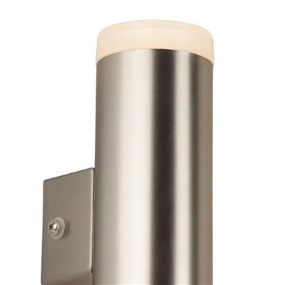 Metro LED 2Lt Outdoor Wall Light - Satin Silver & Glass