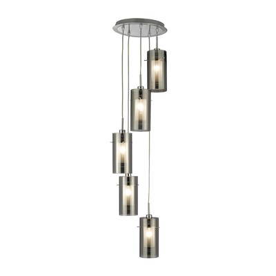 Duo 2 5Lt Multi-Drop Pendant - Smoked Glass & Frosted Inner