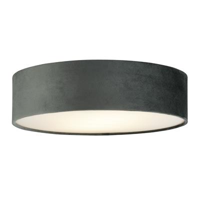 Drum 2 2Lt Flush Ceiling Light - Grey Velvet Shade