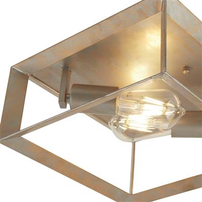 Heaton 2Lt Flush Ceiling Light - Brushed Silver/Gold