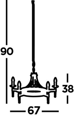 Cartwheel II 5Lt Ceiling Pendant - Black Iron & Sanded Glass