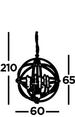 Orbit 6Lt Ceiling Pendant - Black Metal
