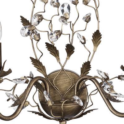 Almandite 2Lt Wall Light 
Brown Gold Leaves & Clear Crystal