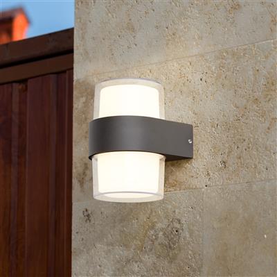 Pittsburgh 2Lt LED Outdoor Up/Down Wall Light - Black & Opal
