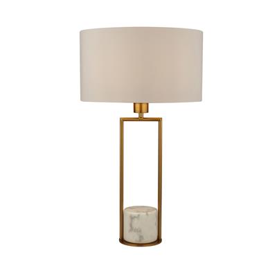 Claire Table Lamp - Gold Metal, White Marble & White Fabric