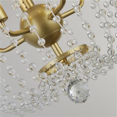 Shower 5Lt Pendant  - Gold Metal & Clear Crystal