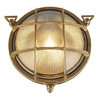 Bulkhead Round OD Light - Solid Brass Metal & Ribbed Glass