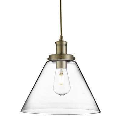 Pyramid Ceiling Pendant -
Antique Brass & Clear Glass Shade