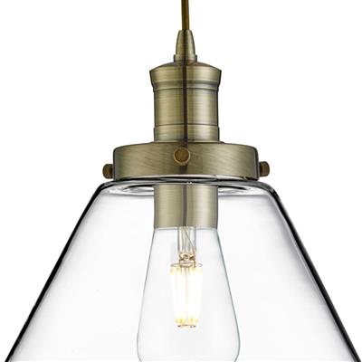 Pyramid Ceiling Pendant -
Antique Brass & Clear Glass Shade