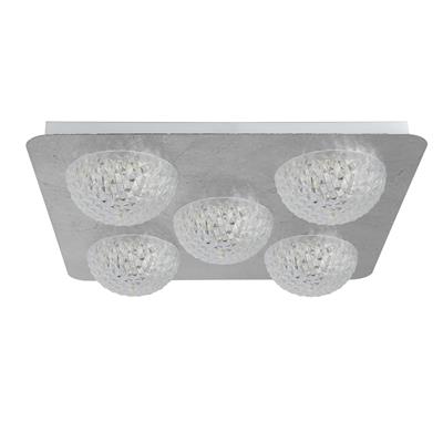 Celestia 5Lt LED Flush Ceiling Light - Silver Leaf & Acrylic