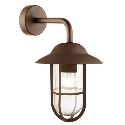 Toronto Outdoor Wall Light- Rustic Brown Metal & Clear Glass