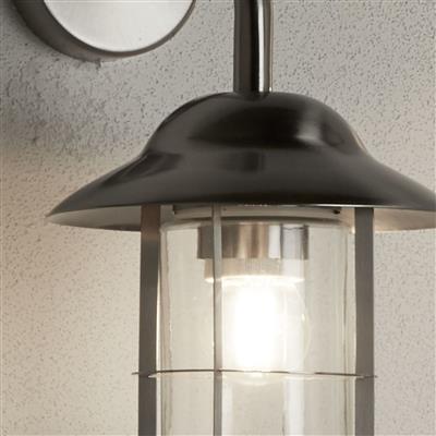 Toronto Outdoor Wall Light- Satin Silver Metal & Clear Glass