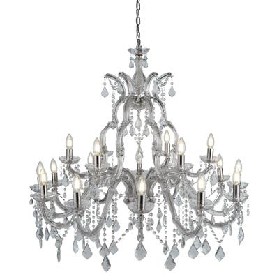 Marie Therese 18Lt Chandelier - Chrome Metal & Clear Crystal