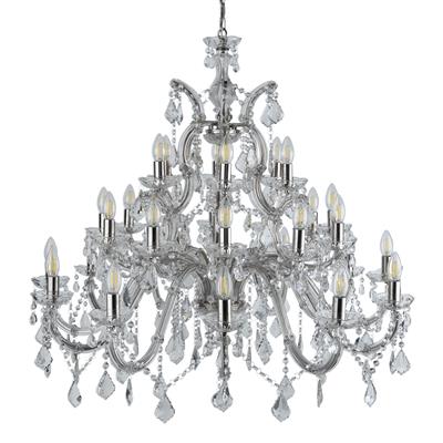 Marie Therese 30Lt Chandelier - Chrome Metal & Clear Crystal