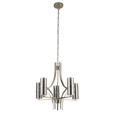 Lux & Belle 5Lt Pendant - Polished Nickel & Smoked Glass