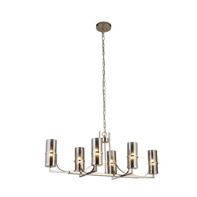 Lux & Belle 6Lt Pendant - Polished Nickel & Smoked Glass