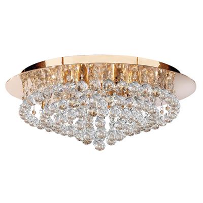 Hanna 8Lt Flush Ceiling Light - Gold & Clear Crystal