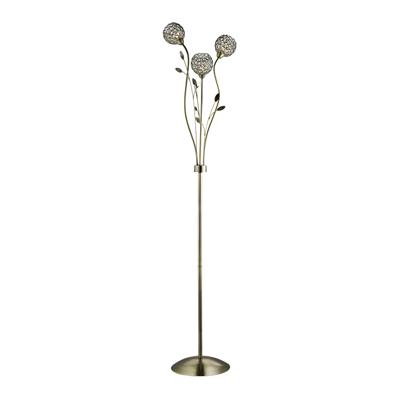 Bellis II 3Lt Floor Lamp - Antique Brass & Crystal Beads