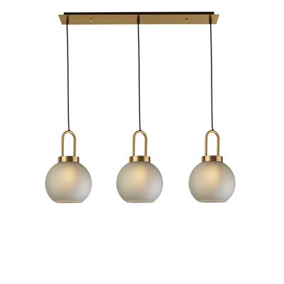 Snowdrop 3Lt Bar Ceiling Pendant - Brass & Acid Glass