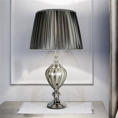 Greyson Table Lamp - Chrome, Smoked Glass & Pewter Shade