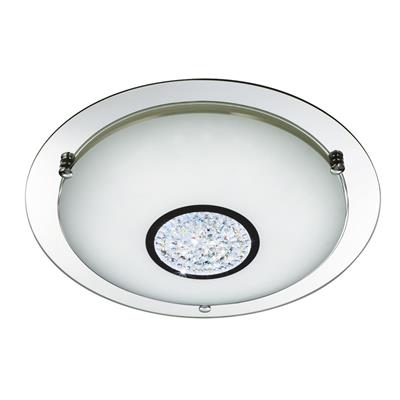 Portland LED Flush- Chrome, Mirror, White Glass Shade, IP44