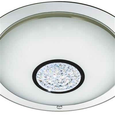 Portland LED Flush- Chrome, Mirror, White Glass Shade, IP44