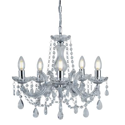 Marie Therese 5Lt Ceiling Pendant - Chrome & Clear Crystal