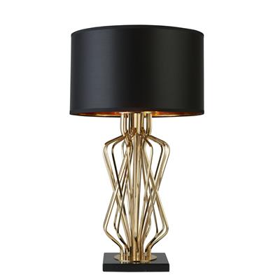 Ethan Table Lamp  -  Gold, Marble Base & Black Drum Shade