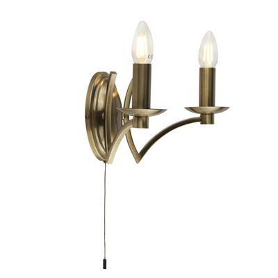 Ascot  2Lt Wall Light - Antique Brass Metal