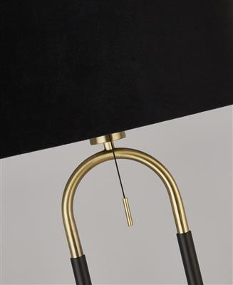 Jazz Table Lamp - Black, Satin Brass Metal & Black Velvet