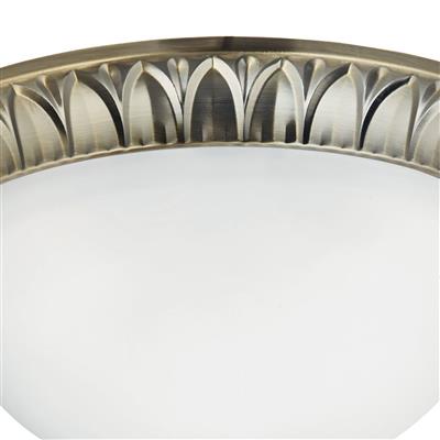 Naples 3LT LED Flush -Antique Brass with Frosted Glass Shade