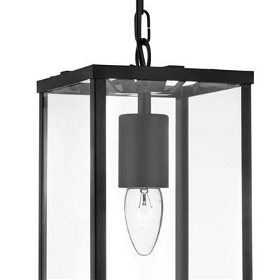 Lantern Noir Ceiling Pendant - Black Metal & Glass