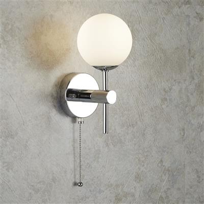 Global LED Bathroom Wall Light - Chrome, Mirror & Opal, IP44
