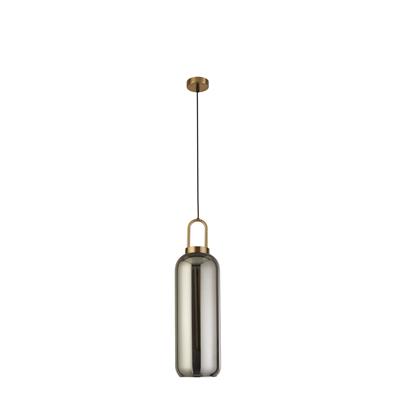 Pipette Ceiling Pendant - Brass & Smoked Glass