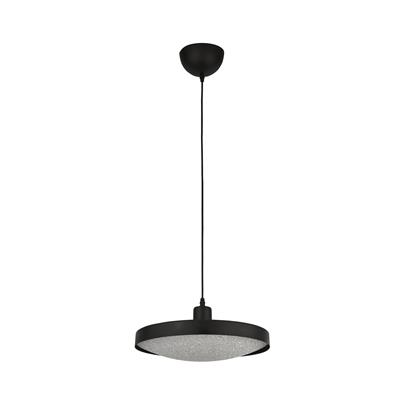 Saucer LED Ceiling Pendant - Black & Crystal Sand Diffuser
