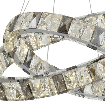 Optica 2Lt LED Ceiling Pendant - Clear & Smokey Crystal