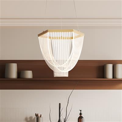 Lux & Belle LED Pendant-Sand Gold Metal & Clear Acrylic