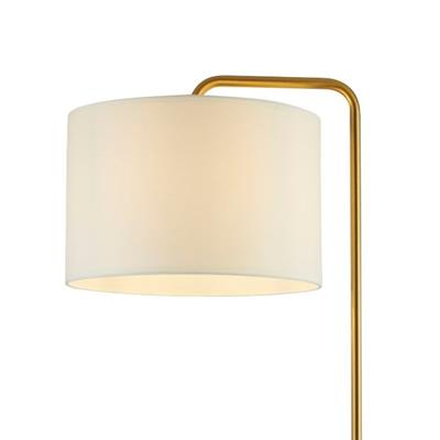 Gallow Floor Lamp-Antique Gold Metal, Marble & White Fabric