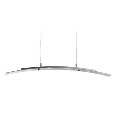 Curve 4Lt Pendant - Satin Silver Metal & Frosted Glass