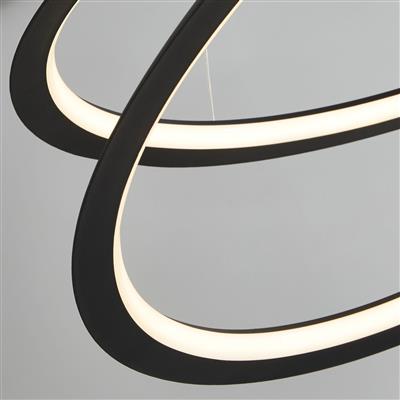Swirl II LED Pendant - Sand Black & Opal Glass